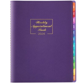 2026 Weekly Appointment Book - Daily Planner 2026 from January 2026 - December 2026, 8.5" x 11", 15-Minute Interval, Flexible Leather Cover, 12 Monthly Tabs, Back Pocket