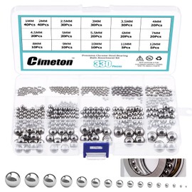 Cimeton 330Pcs 16Sizes Precision Bearing Steel Ball Assortment Kit Including Sizes 1MM 2MM 2.5MM 3MM 3.5MM 4MM 4.5MM 5MM 5.5MM 6MM 7MM 8MM 9MM 10MM 11MM 12MM Metric