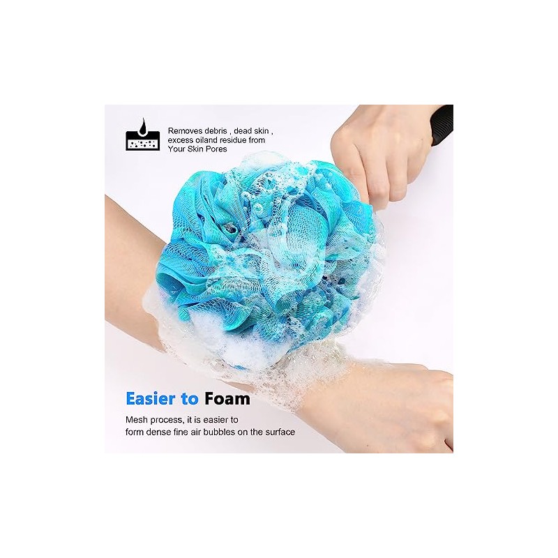 Forenee Loofah Stick Malla Suave Luffa Mango Madera Antideslizante Hecho