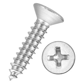 Kozelo 200pcs Phillips Flat Head Wood Screws - [#8x3/4] 304 Stainless Steel Countersunk Self Tapping Screws for Furniture Assembly, Interior Trim, Outdoor Construction, Silver