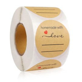 Gift sticker, kraft homemade with love sticker, homemade with love sticker, made with love sticker, round baking sticker, strength, Christmas and gift stickers for weddings.