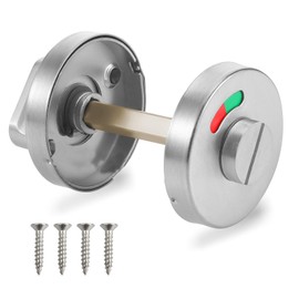 Stainless Steel Rosettes Set, 1 Piece Round Toilet Lock Rotary Knob, Door Lock Rotary Latch, Toilet Rosette with Occupied Display, Bathroom Lock with Knob for Toilet Doors with Red and Green Display