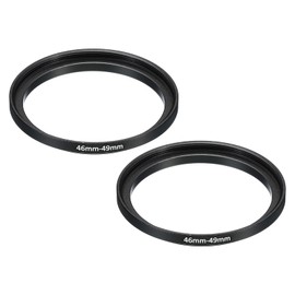 PATIKIL 46mm-49mm Metal Step Up Ring, 2 Pack Camera Lens Filter Adapter Ring Aluminum Filter Adapter Ring for Camera Lenses Hood, Black