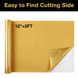 TORC Gold Glitter HTV Heat Transfer Vinyl 2 Rolls Iron on Vinyl for T Shirts Crafts 12 inch x 5 ft