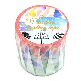 Rain & Umbrella - Kamiiso Saien Washi Tape Set 15mm Masking Tape for Scrapbook Journaling Craft DIY