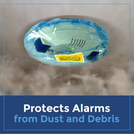 IMPRESA Pack of 12 Temporary Smoke Detector Cover Pack - Dust & Debris Barrier with Smoke Detector Dust Guard - Fire Alarm Cover for Renovation & Cooking - Alarm Caps for Construction