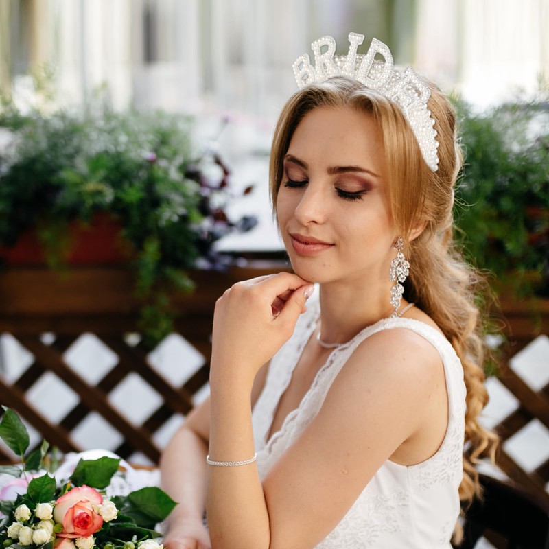 Bride Headband Pearl Veil Decorations White Hairband Accessories for Bachelorette