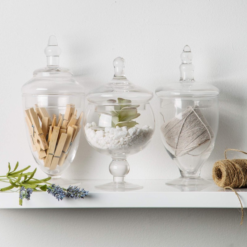 Candy Jars Clear Glass Apothecary Bowls - Set of 3