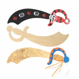 Baker Ross EF695 Pirate Wooden Swords for Children to Paint Decorate & Personalise Dressing Up - Pack of 4