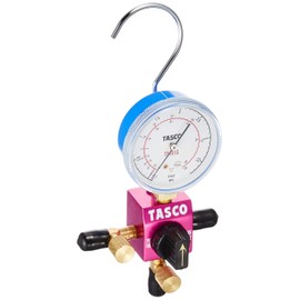 Ichinen TASCO TA123C Manifold Gauge, Ball Valve Type, Single Gauge R32/R410A