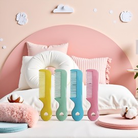 4Pcs Colorful Tip Bristles Baby Cute Comb Baby Grooming for Sensitive Scalp Skin, for Nursery Newborn Infant Girl Boy Kids Comb Baby Grooming (Round)
