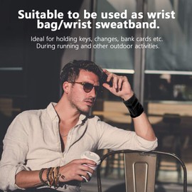 Wristband Wallet, Outdoor Sport Running Jogging Exercise Gym Wrist Band Pouch(Black)