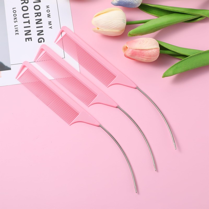 3 Pcs Rat Tail Combs, Mabor C Curved Parting Rat