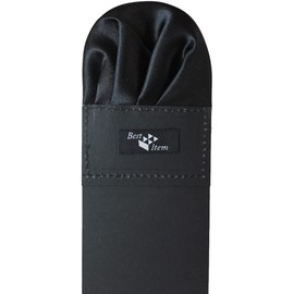 [Best Item] Pocket Square with One Touch Holder, 1 Piece, 2-piece Set, 3-piece Set, Men's, Parties, Weddings, Satin, CH_02, 06_Black