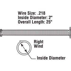 Prime-Line GD 12308 Garage Door Torsion Spring, 0.250 in. x 2 in. x 32 in., Green Painted End, Right-Hand Wind (Single Pack)