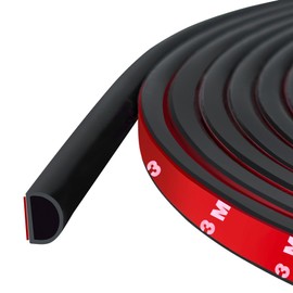 Weather Stripping Door Seal Self Adhesive Door Weather Strip Silicone D Shaped Seal Strip for Door Frame/Window Seal, 20FT, Black Color (3/8" W × 5/16" T)