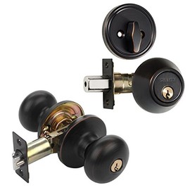 Dynasty Hardware V-CP-TAH-12P, Visual Tahoe Front Door Knob Entry Lockset and Single Cylinder Deadbolt Combination Set, Aged Oil Rubbed Bronze
