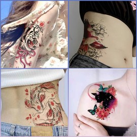 Nirbffo Fish Cat Bird Tiger Temporary Tattoo for Women 5Pieces