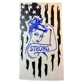 Rosie The Riveter Strong Flag Black And Blue Vinyl Car Window Decal New