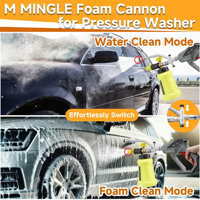M MINGLE High Pressure Washer Gun with Foam Cannon, Foam