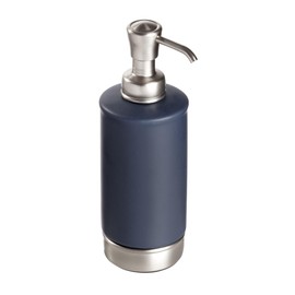 iDesign Hand Soap Dispenser for Bathroom or Kitchen - Refillable Soap Pump Bottle - Navy Blue/Brushed Nickel
