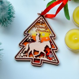 BlinkWishes Cowboy Christmas Ornament, Cowboy for Rodeo and Western Fans, Cowgirl Farm Hat Wild Boot Horse Cactus Ornaments for Xmas Tree Decoration
