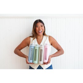 Ello Syndicate 20oz Reusable Glass Water Bottle with One-Touch Leak Proof Flip Lid, Protective Non-Slip Silicone Sleeve, Carry Loop for Coffee, Tea and Water, BPA-free, Dishwasher Safe, Sage