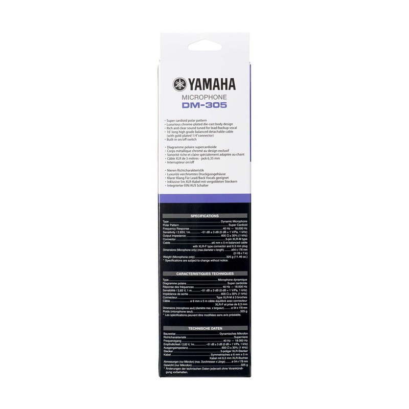 Yamaha Dynamic Microphone DM-305 Super Cardioid XLR Female to Phone