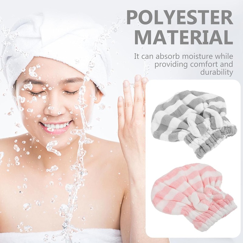 BESTOYARD 2 Toallas de Microfibra para Secar el Cabello, Gorro