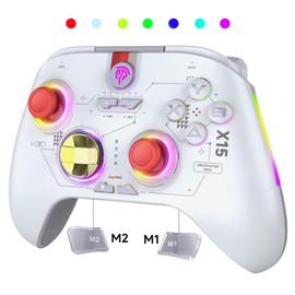 EasySMX X15 PC コントローラー - ホール ジョイスティック/ホール トリガー/RGB ライティングを備えた強化されたワイヤレス Bluetooth コントローラー - スティック ドリフトなし、デッド ゾーンなし - Windows PC、Android、Steam、Switch で動作 (ホワイト)
