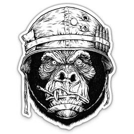 Gorilla Soldier Army - 5" Vinyl Sticker - for Car Laptop I-Pad - Waterproof Decal