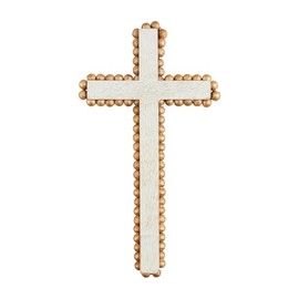 Mud Pie Gold Beaded Cross Sitter, Medium, 9" x 4 1/2"