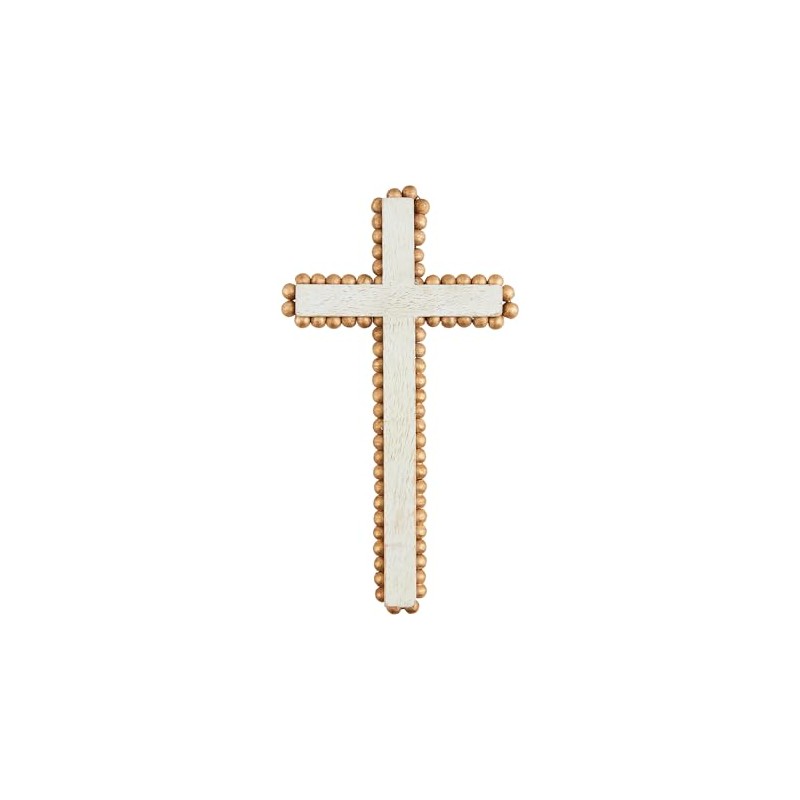 Mud Pie Gold Beaded Cross Sitter, Medium, 9" x 4