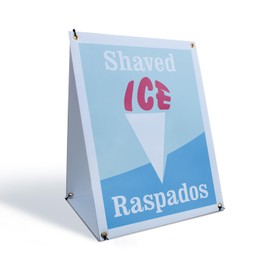 Shaved Ice Raspados Sidewalk Sign 18 Inch x 24 Inch A-Frame Images On Both Sides | Refreshing Mexican Treats, Sweet and Savory, Food Promotions | Made in USA