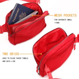 Mini Belt Bag for Women and Men with Adjustable Strap Small Waist Pouch for Workout Travel Running Hiking, Red