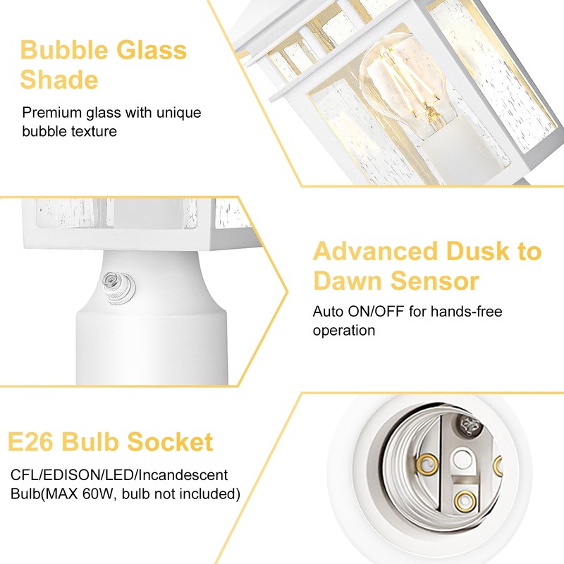 APOTO Dusk to Dawn Outdoor Post Lights, Waterproof Lamp Post