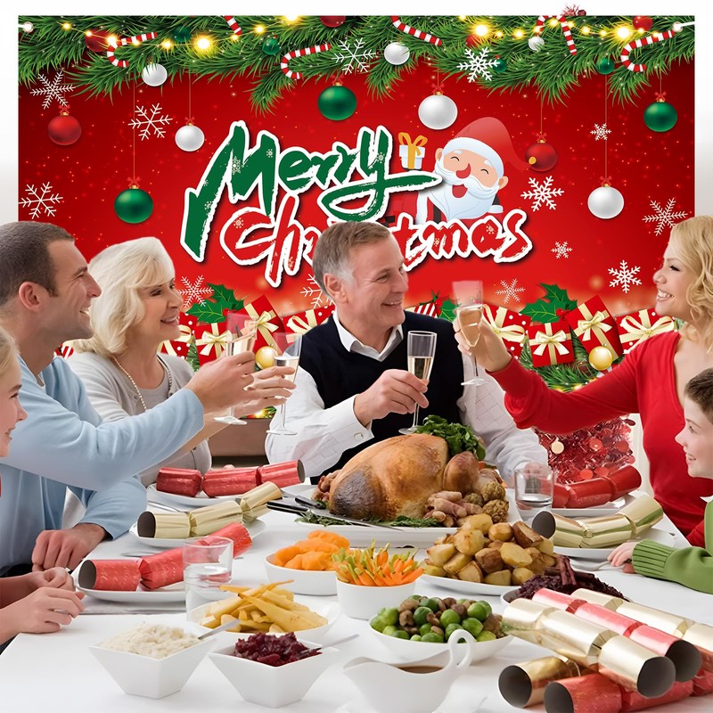 Gift Spree Large Merry Christmas Backdrop for Party Decoration