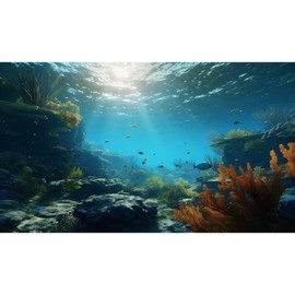 Ocean Floor Fish Tank Background Underwater Rock Aquarium Background Under The Sea Terrarium Backgrounds Aquatic Plants Sunlight Fish Tank Backgrounds Tropical Fish Aquarium Wallpaper 24x12in