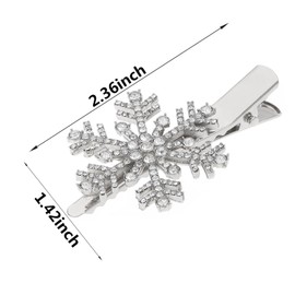 Soochat Rhinestone Snowflake Hair Clips Sparkly Crystal Snowflake Hairpin Xmas Snowflake Hair Barrette Winter Holiday Party Hair Accessories Gift (Silver)