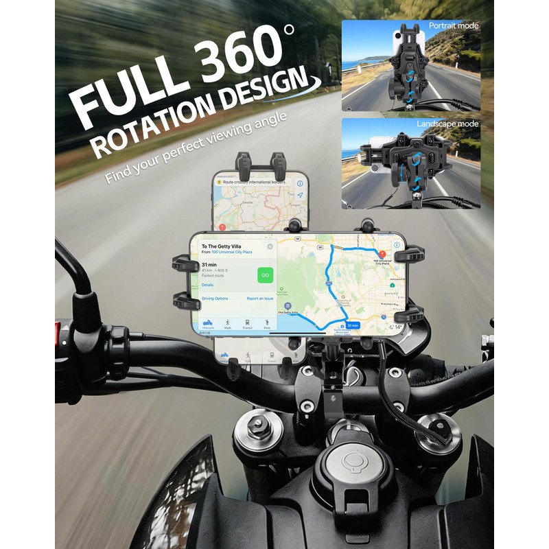 ZHILXN Anti-Theft Motorcycle Phone Mount with Vibration Dampener for ATV