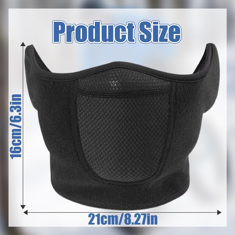 QEXUJOW Motorcycle Balaclavas, 1 Black Snowboard Half Face Mask, Ski