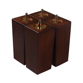 Couch Legs for Furniture Set of 4, Pyramid Square Wooden Furniture Legs 6 Inch, Mid Century Modern Brown Color Sofa Legs Replacement for Ottoman, Chair, Dresser, Coffee Table, Armchair, Settee