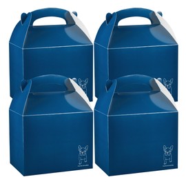 Restaurantware Bio Tek 10 x 7 x 8 Inch Gable Boxes For Party Favors, 100 Paper Gift Treat Boxes - Frenchie The Bulldog Design, With Built-In Handle, Blue Paper Barn Boxes, Disposable
