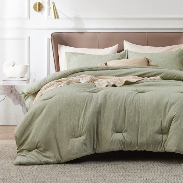 Bedsure California King Comforter Set - Olive Green, 3 Piece