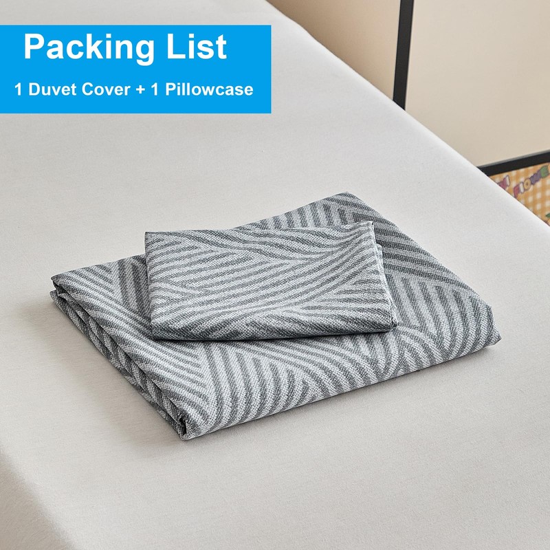 DuShow Cot Bed Duvet Cover Set, Cotton, Grey Line, Toddler