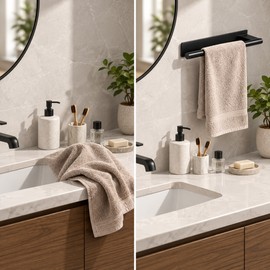 Stainless Steel Towel Rack for Bathroom Use – Self-Adhesive Single Bar No-Drill Wall Mount for Space-Saving Storage