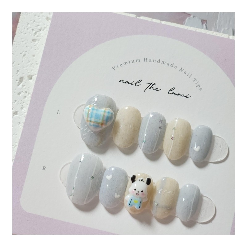 Winter Puppy Knit Handmade Nail Tip - Stiletto / 윈터