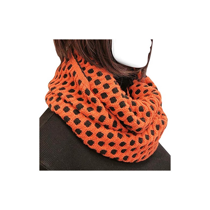 Bowbear Two Tone Warm Winter Knit Infinity Scarf, Orange &