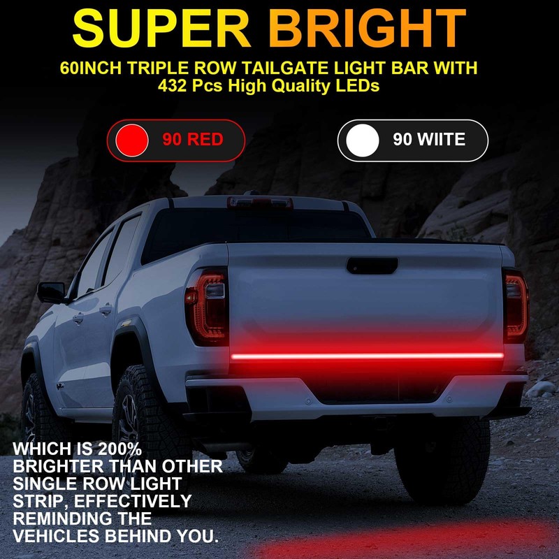YUGUANG 60 Inch Tailgate Light Bar, Double Row LED Truck