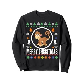 Merry Christmas Monkey Ugly Sweater Xmas Knit Sweatshirt